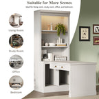 83.4'Tall Bookshelf with Writing Desk, Modern Bookcase with Study Desk, Workstation with Storage Shelf,Storage Bookcase with 