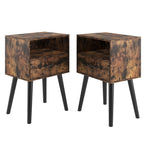 Two Sets of Nightstand,Modern Bedside Table with Storage Drawer and Open Wood Shelf, for Living Room, Bedroom and Small Spaces, Accent Night Stand, Easy Assembly - Grand Goldman Shop