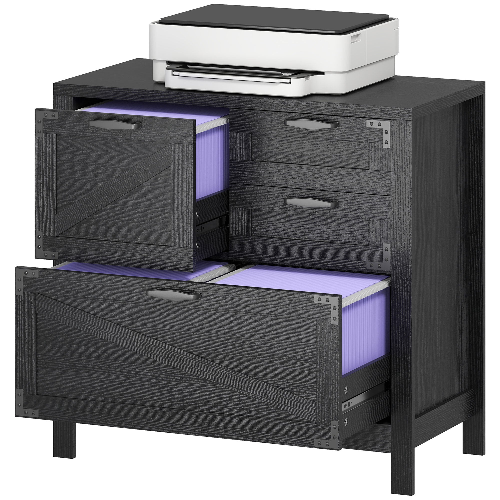 Farmhouse File Cabinet with 4 Drawers Lateral Filing Cabinet | Premium Home Decor - Grand Goldman