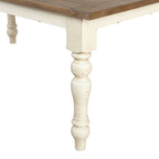 Prato Two-Tone Wood Upholstered Dining Bench, Antique White and Distressed Oak - Grand Goldman Shop