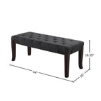 Linon Tufted Bench, Fabric, Gray - Grand Goldman Shop