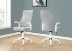 Office Chair, Adjustable Height, Swivel, Ergonomic, Armrests, Computer Desk, Work, Grey Mesh, White Metal, Contemporary, Mode