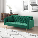 71 inch convertible love seat sofa, American retro  green velvet, suitable for small living room, bedroom, office - Grand Goldman Shop