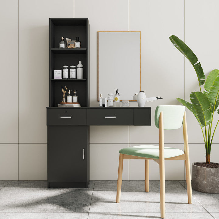 Black modern simple hair desk, multi-layer storage, large storage space - Grand Goldman Shop