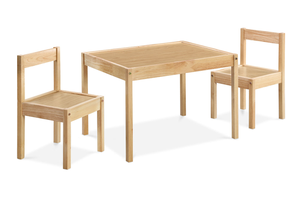 Della 3-Piece Solid Wood Kids Table & Two Chair Set, Natural | Premium Home Decor - Grand Goldman
