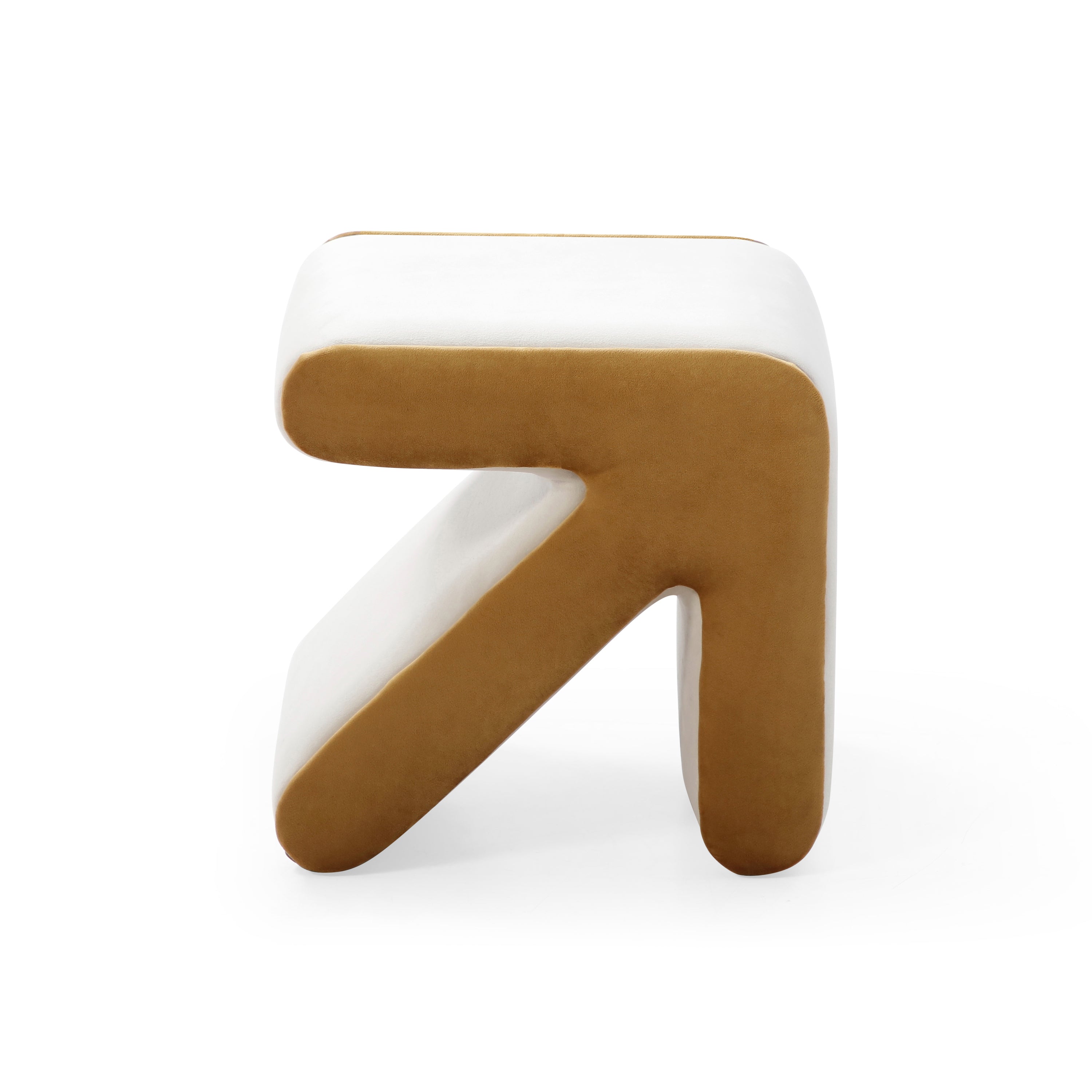 Modern Creative Upholstered Velvet Sofa Stool Kids Stool Shoe Bench Footrest Footstool Multifaceted Stool Ottoman Coffee Table Arrow Design Handicraft Decoration for Living Room Bedroom,Beige+Gold - Grand Goldman Shop