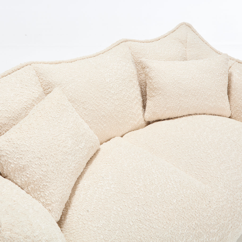 Comfortable Dual Beanbag Chair with High Resilience Foam Core for Two People in Beige Chenille - Grand Goldman Shop