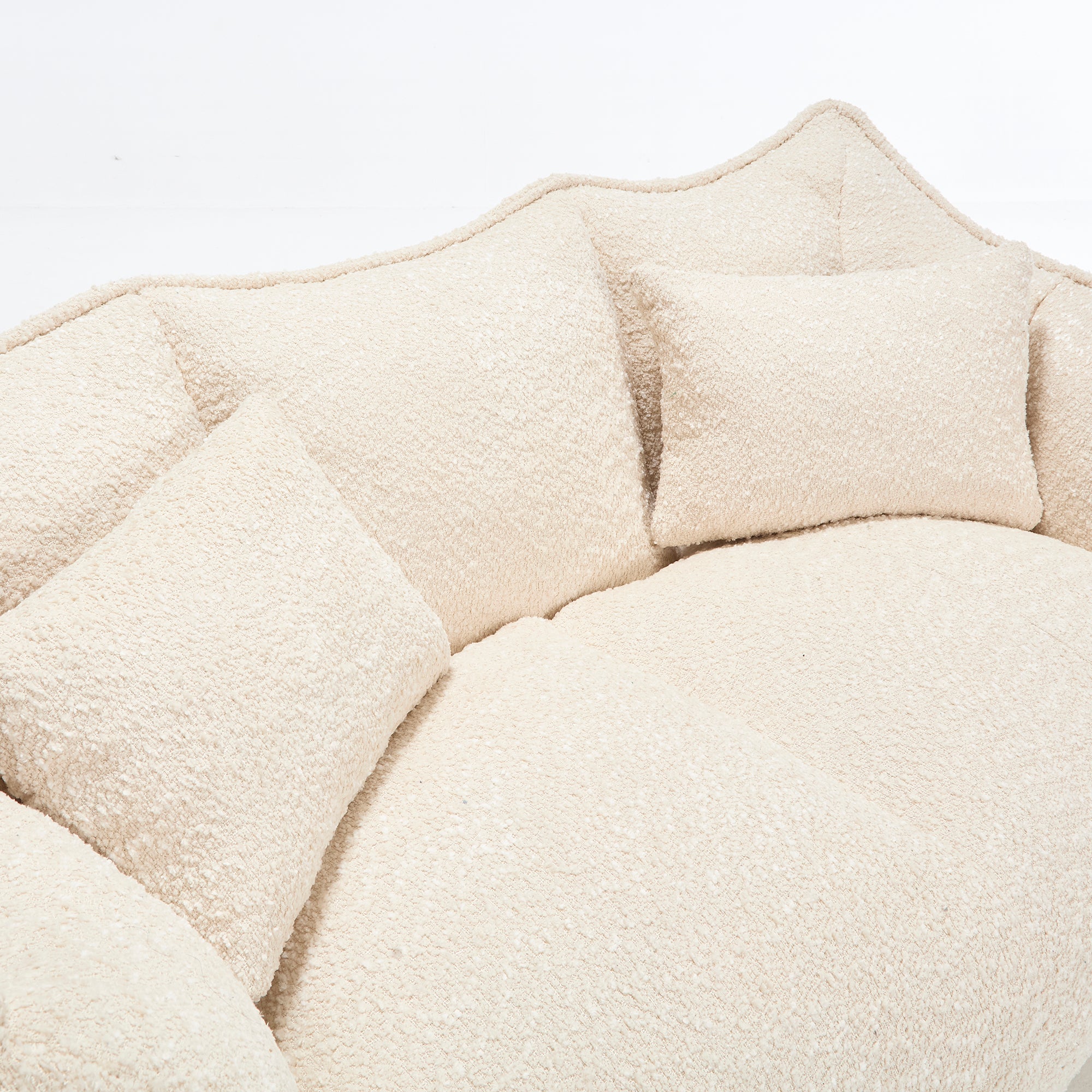 Comfortable Dual Beanbag Chair with High Resilience Foam Core for Two People in Beige Chenille - Grand Goldman Shop