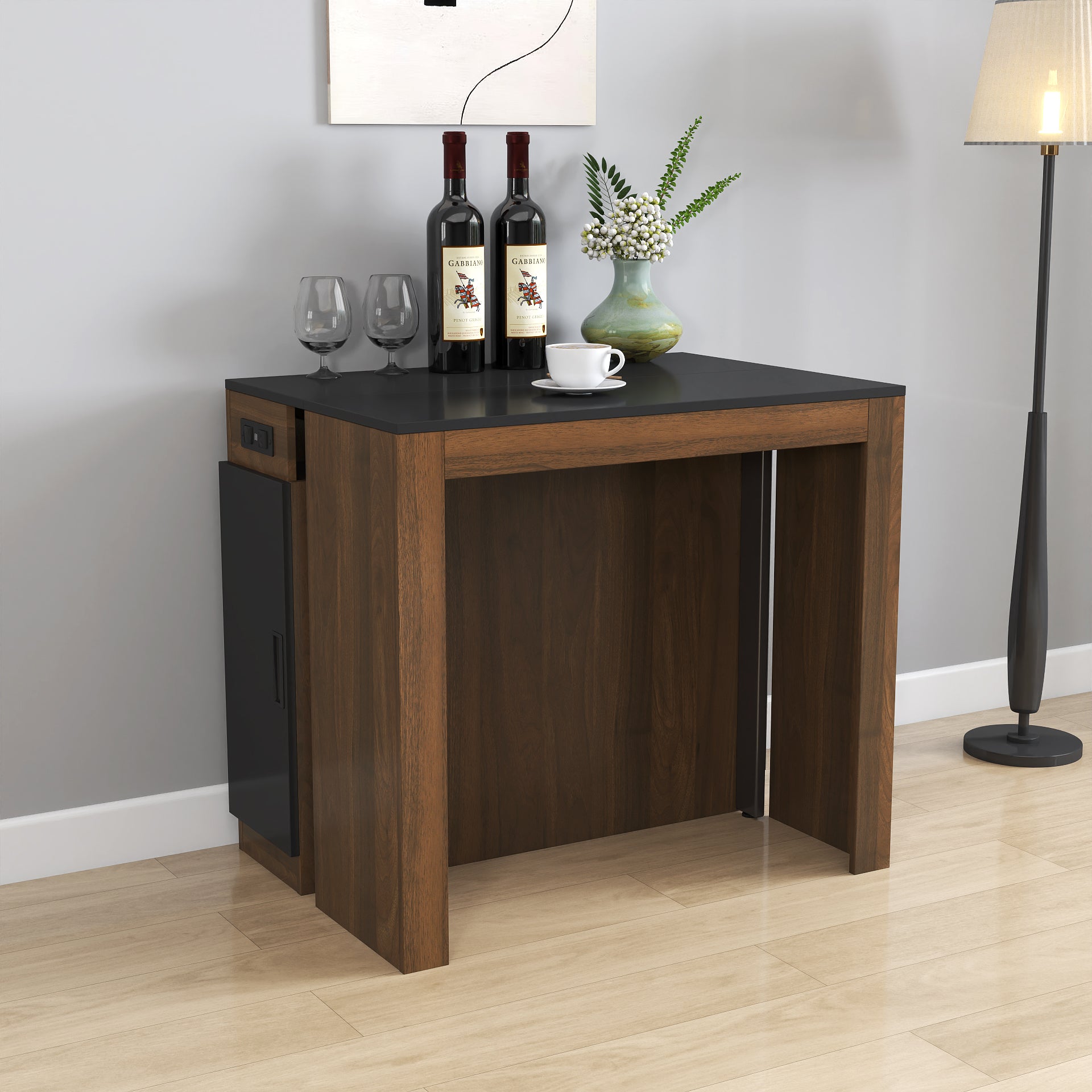 Modern Multifunctional Extendable Dining Table with Outlet, Space Saving Expanding Table with Storage for Party, Weddings, Meetings, Celebrations - Grand Goldman Shop
