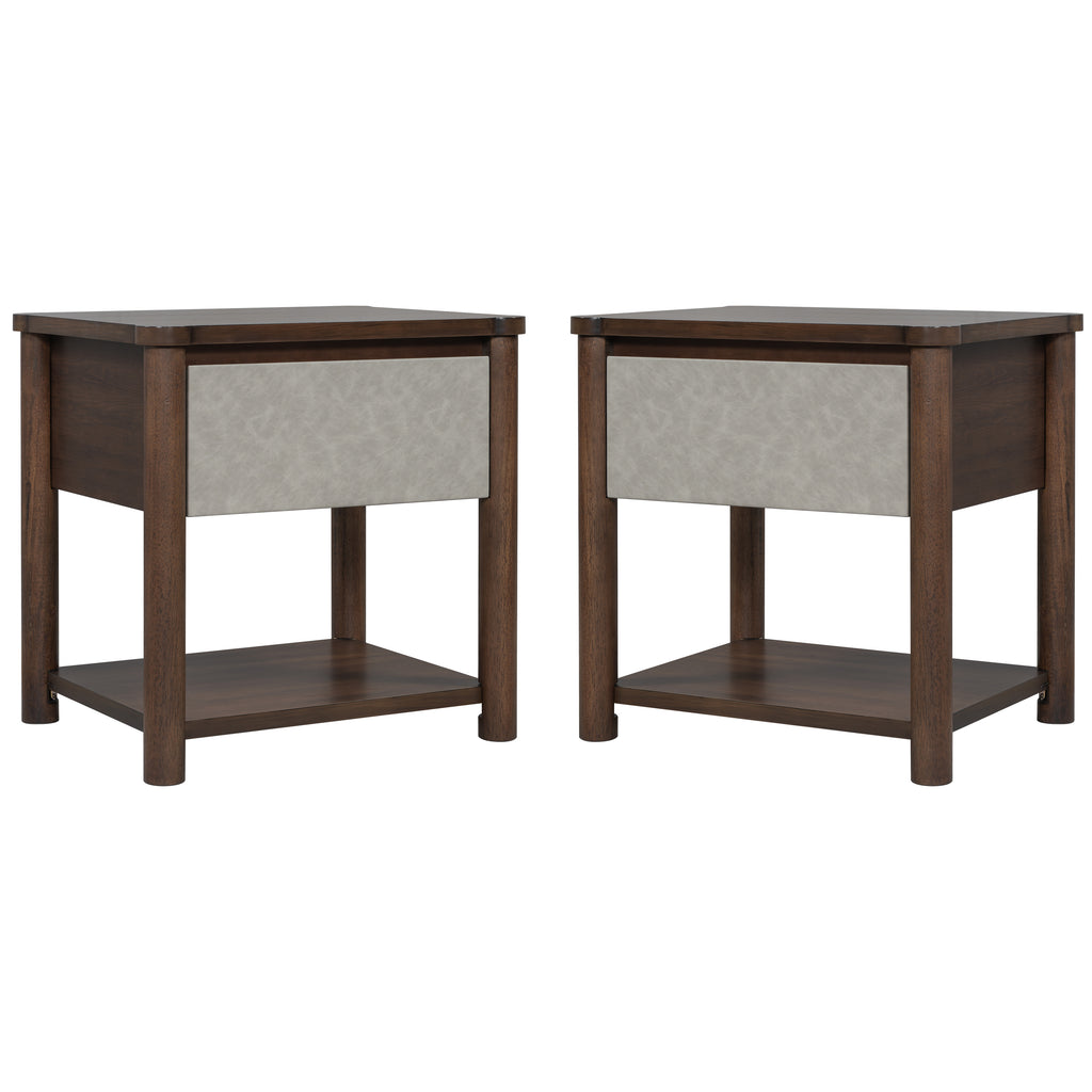 Modern King Bed Frame Set with 2 Nightstands, Light Gray Wood Platform Bed with Headboard and Matching Bedside Tables for Bedroom - Grand Goldman Shop