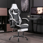 Gaming Chair with Footrest, High Back Gaming Chairs PVC Leather Ergonomic Office Gamer Chair Headrest Lumbar Support Racing S