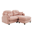 Cloud Sectional L-Shaped Couch With Ottoman,Soft Chenille Fabric,Quilted Pleated Design High-Density Foam,Fits Bedrooms Living Rooms Reading Nooks,Pink - Grand Goldman Shop