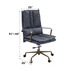 Tinzud Gray Leather Office Chair - Grand Goldman