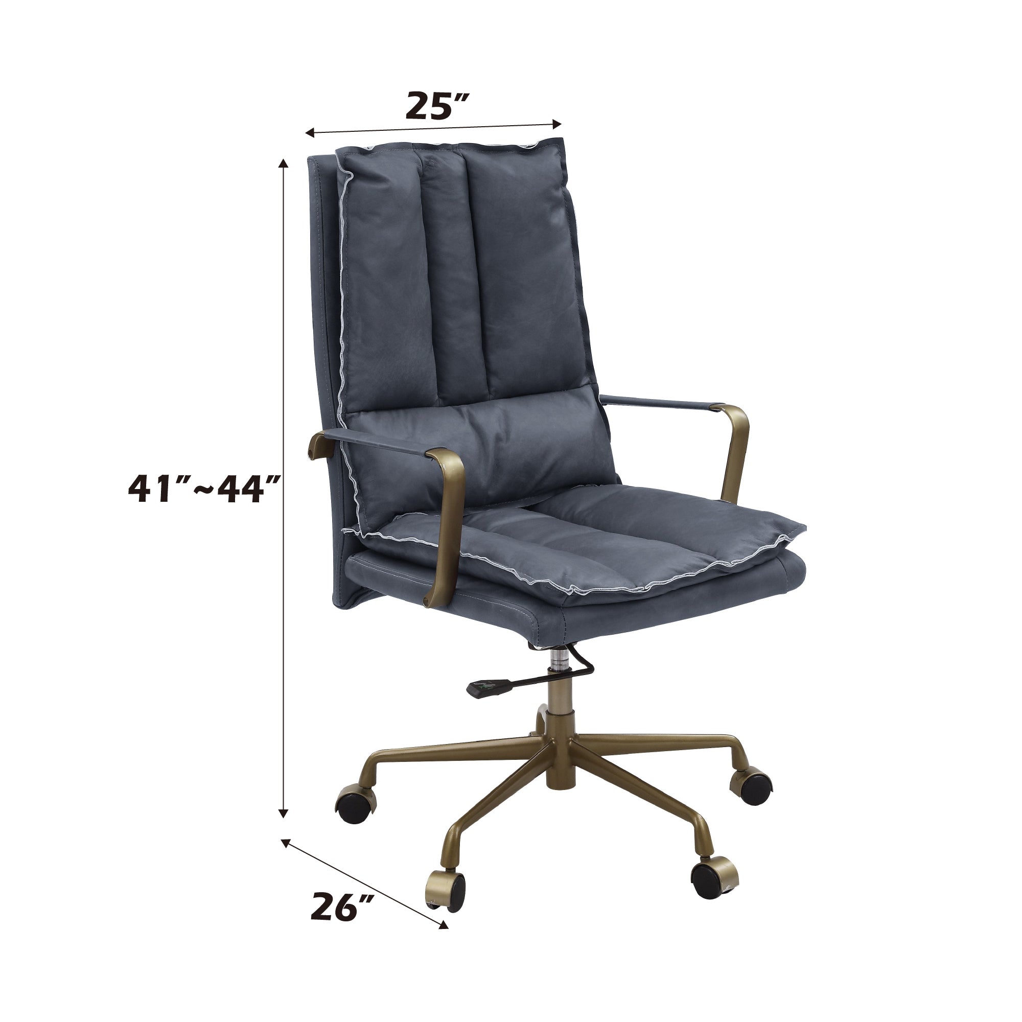 Tinzud Gray Leather Office Chair - Grand Goldman