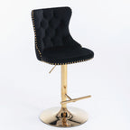 A&A Furniture,Golden Swivel Velvet Barstools Adjusatble Seat Height from 25-33 Inch, Modern Upholstered Bar Stools with Backs Comfortable Tufted for Home Pub and Kitchen Island（Black,Set of 2） - Grand Goldman Shop