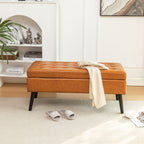 Storage Bench with Storage Bench for Bedroom End of Bed Bench Foot of Bed Bench Entryway Bench Storage Ottoman Bench 43.3' W x 17.7' Brown Leather Bench - Grand Goldman Shop
