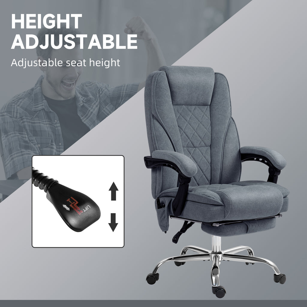Vinsetto Massage Office Chair with Foot Rest, Executive Office Chair with 6 Vibration Point and Heat, Reclining Computer Chai
