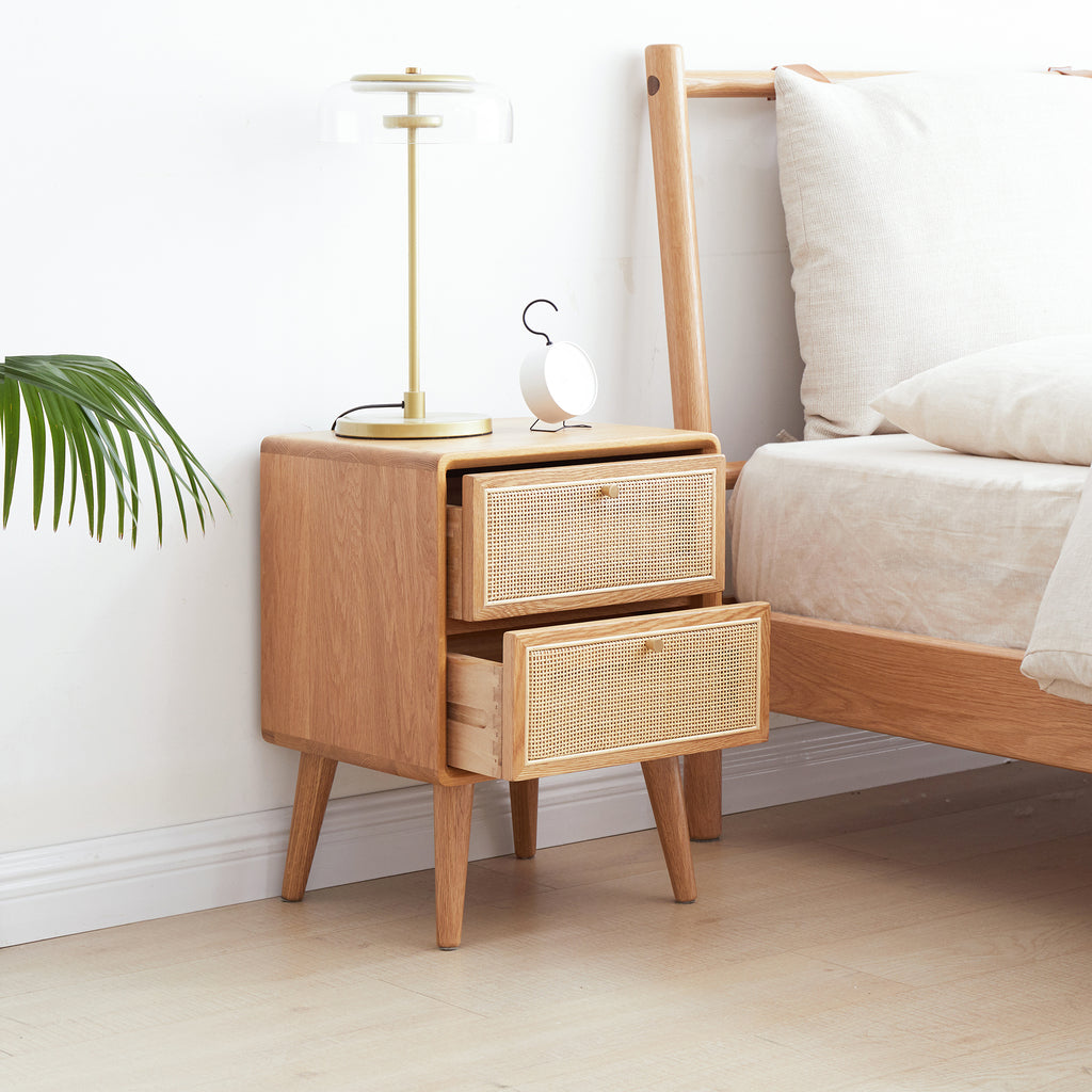 Pure Solid Wood Bedside Cabinet Modern Simple Nightstands North America Oak Bedside Cabinet Nordic Bedroom Solid Oak Storage Cabinet 0.4m - Grand Goldman Shop
