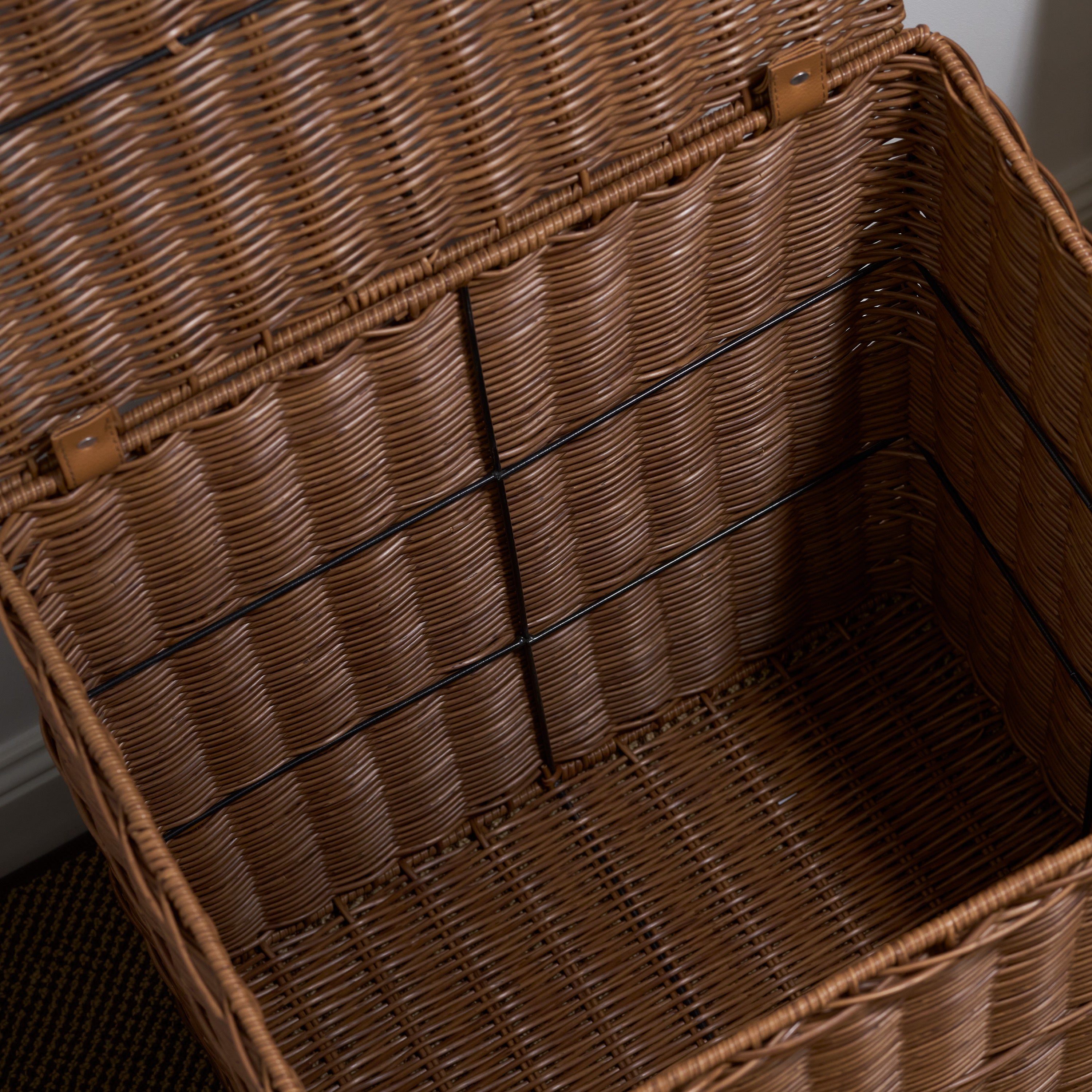 Joseph Rectangular Woven Resin Wicker Laundry Hamper - 17.3' x 13.8' x 23.6' - Espresso Brown - Grand Goldman Shop