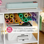 Large Heat Press Table with Charging Station, Movable Metal Workbench with Vinyl Storage and Drawer for DIY Sublimation, T-Sh
