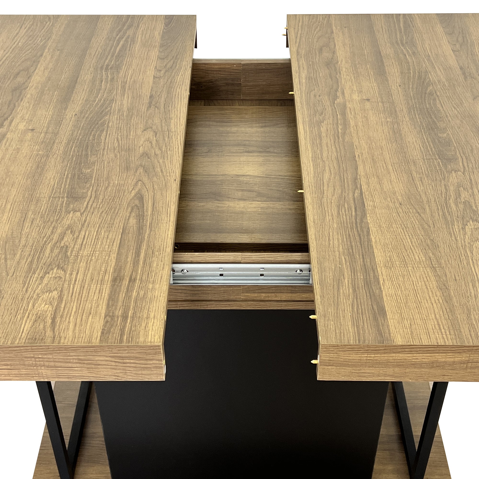 Rectangle extendable dining table for 6-10 people aged effect wood and black 160-200 cm - Grand Goldman Shop