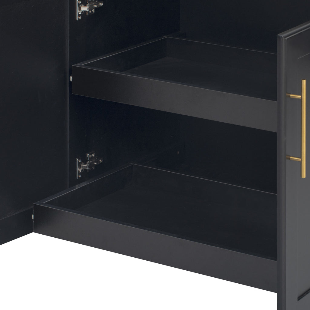 K&K 59.3' Kitchen Island with Storage 2 Pull Out Cabinet Organizers & Rubber Wood Drop Leaf, Rolling Kitchen Island with Trash Can Storage, Power Outlet, Spice & Towel Rack for Kitchen, Dining, Black - Grand Goldman Shop