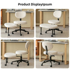 Ergonomic Cross-Legged Office Chair with Back Support, Cream Velvet Multi-Position Desk Chair for Adults, White - Grand Goldm