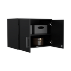 Wall Storage Cabinet Lions, 3 Shelves, Double Door, Black Wengue Finish | Premium Home Decor - Grand Goldman