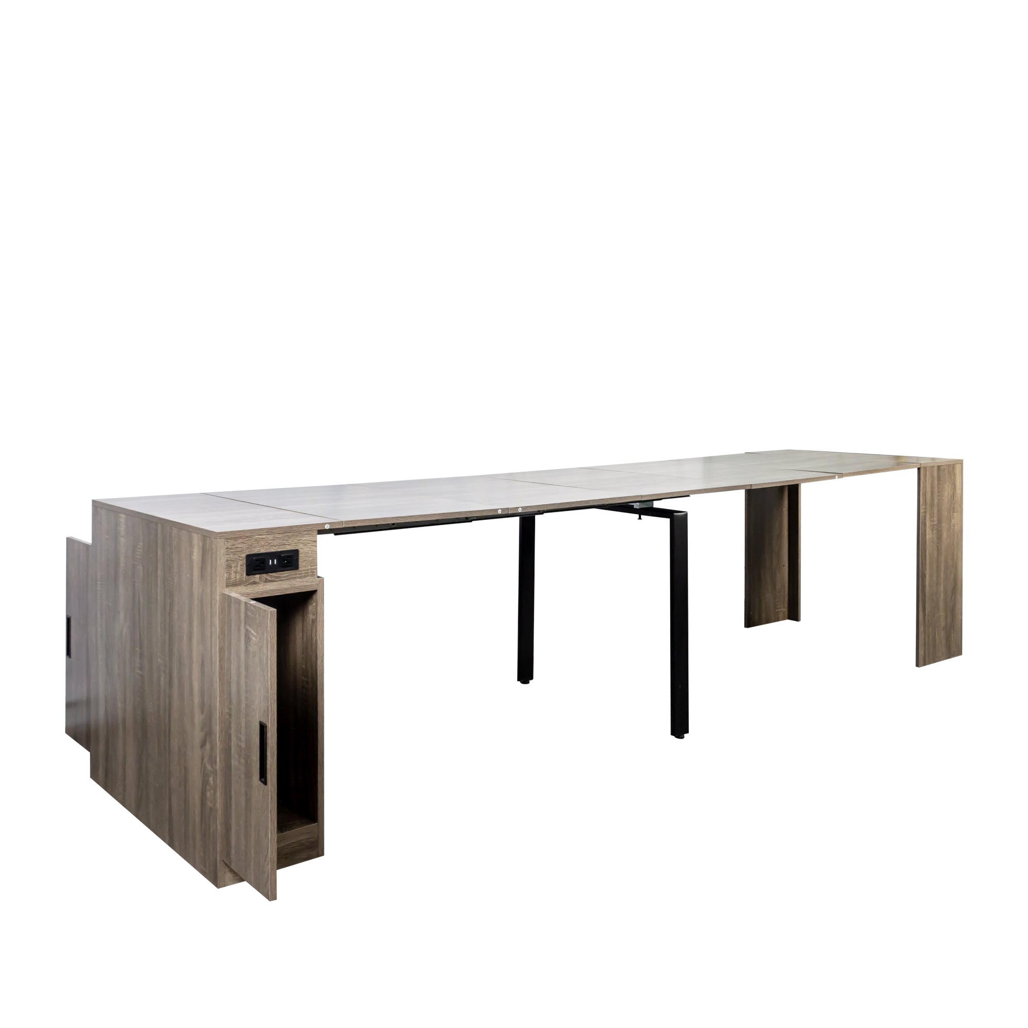 Modern Multifunctional Extendable Dining Table with Outlet, Space Saving Expanding Table with Storage for Party, Weddings, Meetings, Celebrations - Grand Goldman Shop