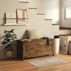 HOMCOM 39.4' Storage Chest w/ 2 Safety Hinges, Wooden Box, Rustic Brown - Grand Goldman Shop