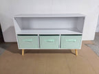 Kids bookcase with Collapsible Fabric Drawers, Children's Book Display, Toy Storage Cabinet Organizer, White/Green - Grand Go