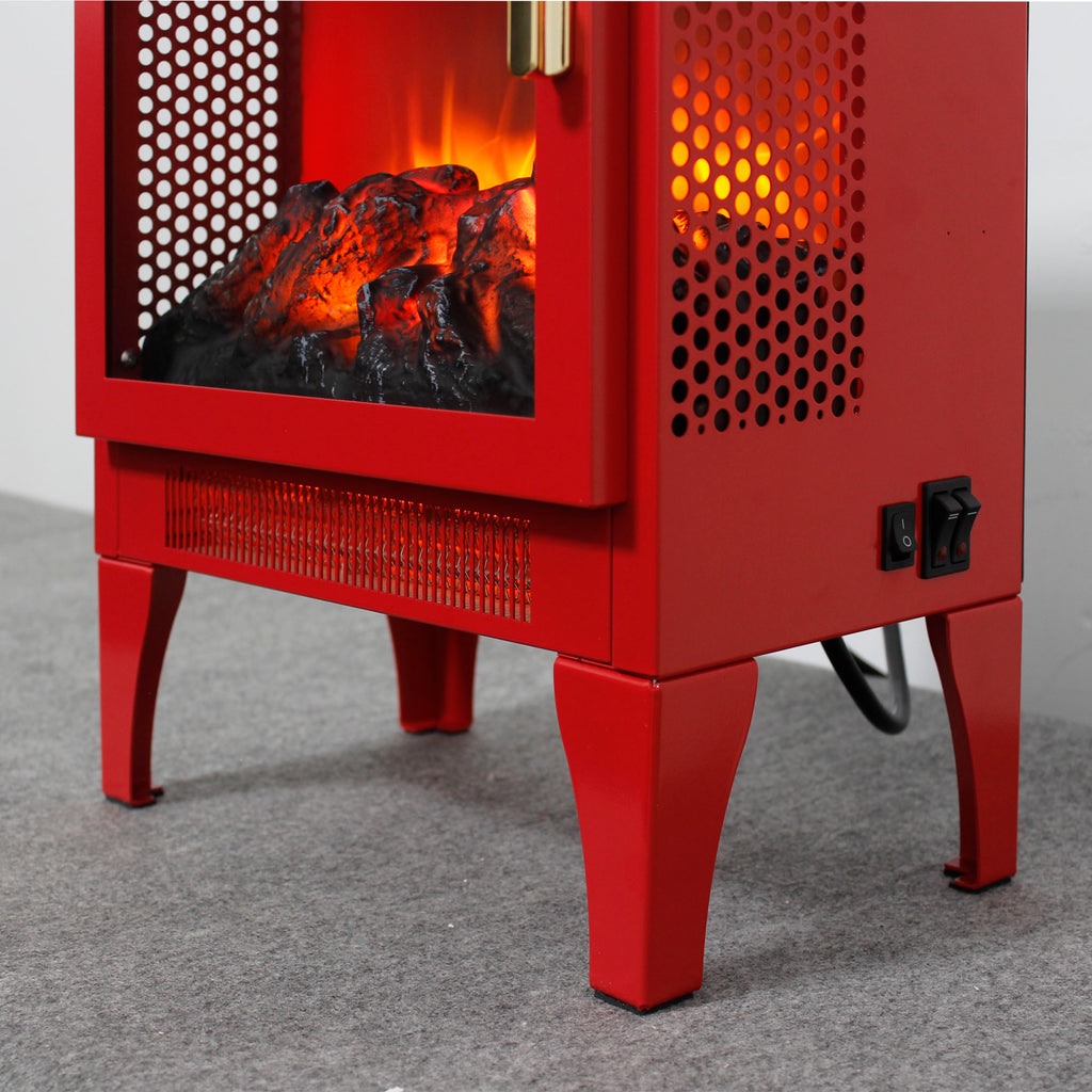 18 inch Freestanding Electric Fireplace Stove heater with 3D Flame effect,Classic Red - Grand Goldman Shop