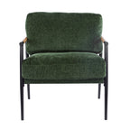 Modern Accent Chair with Plush Cushions, Minimalist Metal Frame, Wooden Armrest Design, Green - Grand Goldman Shop