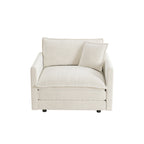 Comfy Deep Single Seat Sofa Upholstered Reading Armchair Living Room Chair White Chenille Fabric , 1 Toss Pillow - Grand Goldman Shop