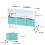 Kids bookcase with Collapsible Fabric Drawers, Children's Book Display, Toy Storage Cabinet Organizer, White/Blue - Grand Gol
