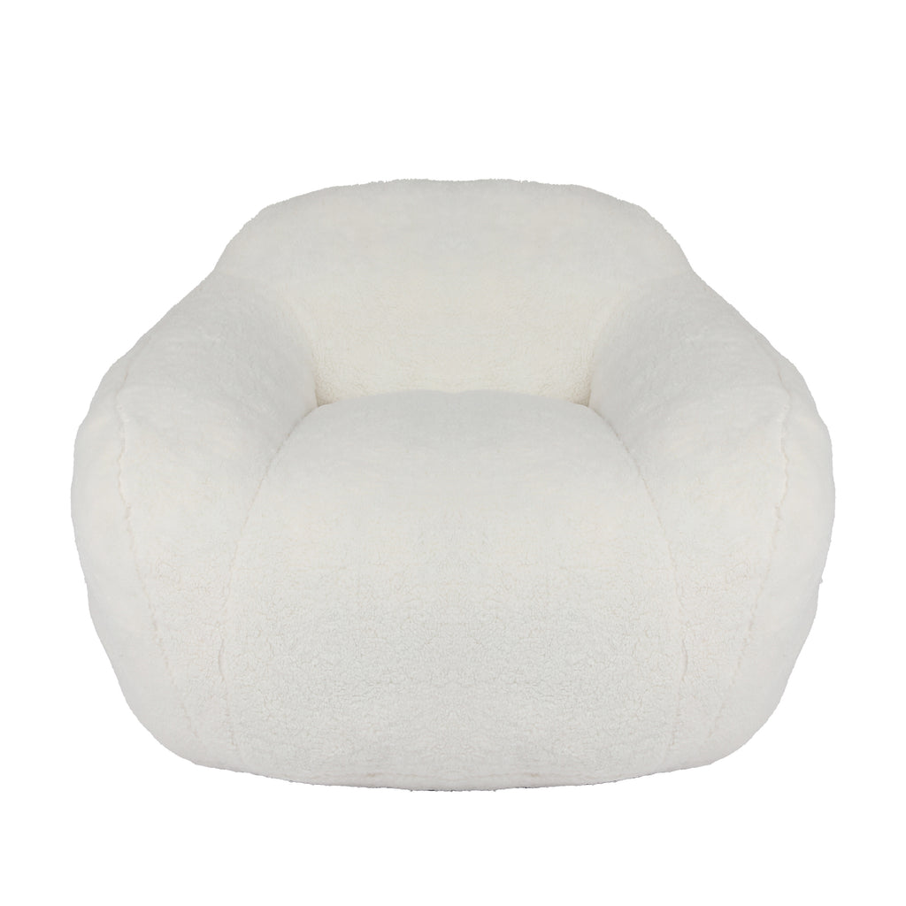 Giant Bean Bag Chair for Adults, Spacious Memory Foam Bean Bag Sofa with Armrests in Off White Teddy Fabric, Comfy Seating for Living Room or Bedroom - Grand Goldman Shop