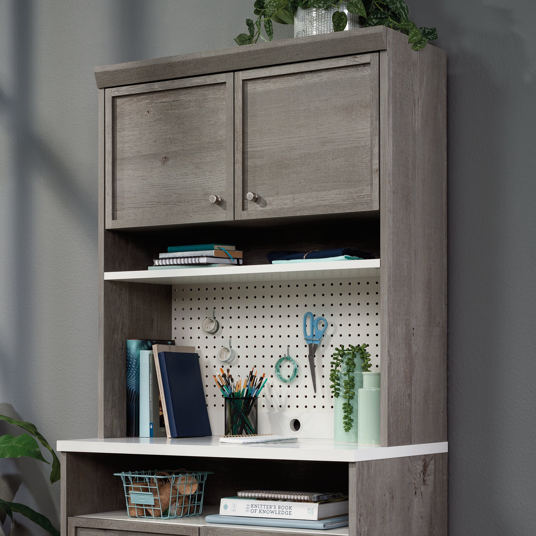Hutch with Craft Storage, Brown finish - Grand Goldman