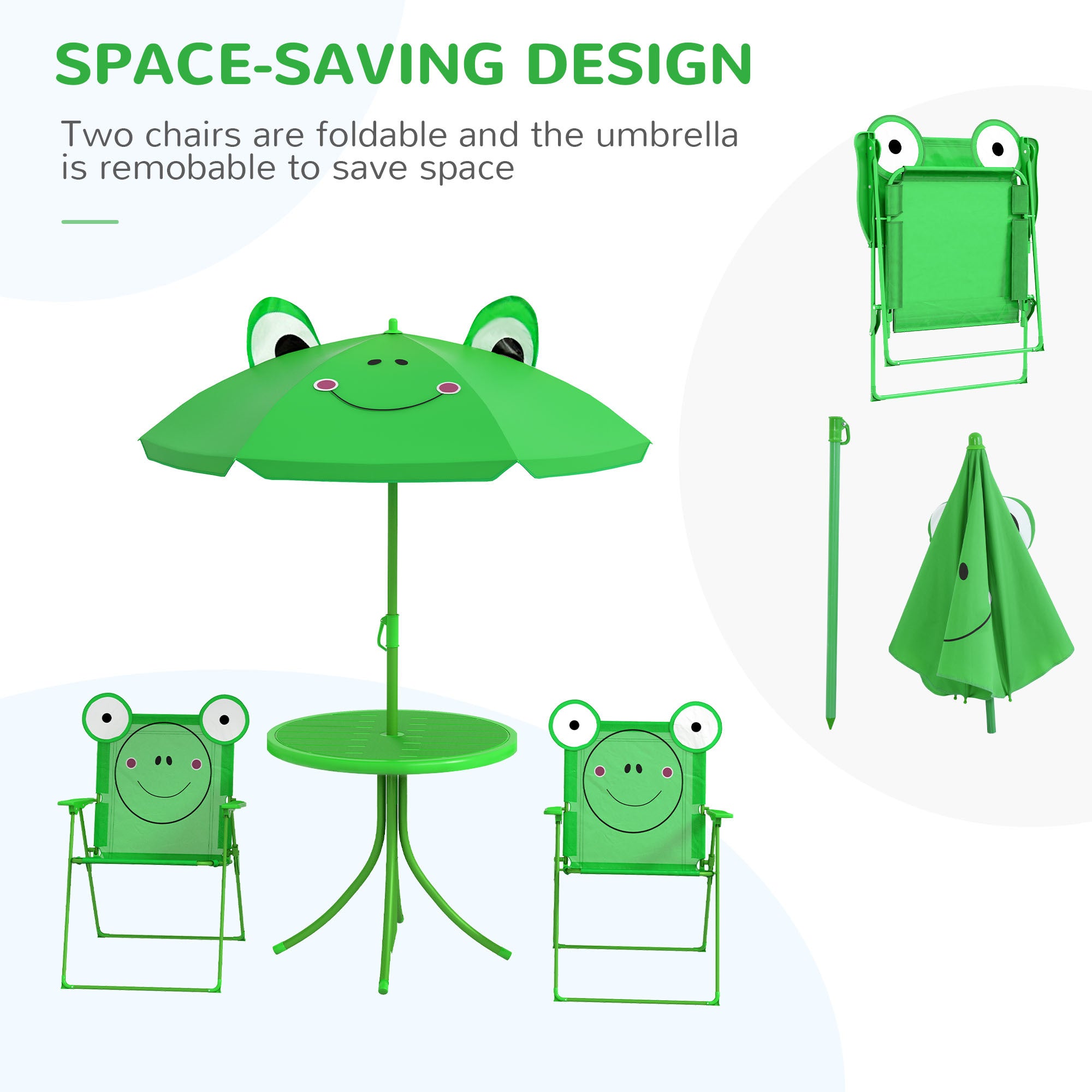Folding Kids Table and Chair Set for Garden, Backyard, Green | Premium Home Decor - Grand Goldman