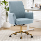 Ergonomic Mid-Back Office Chair with Striped Corduroy Fabric, Blue, Designed for Work, Study, and Relaxation - Grand Goldman