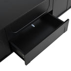 ON-TREND Cream Style TV Stand with Arched Doors & 2 Drawers for TVs up to 75', Minimalist Media Console with Rebound Device, Entertainment Center with 5 Iron Round Legs for Living Room, Bedroom, Black - Grand Goldman Shop