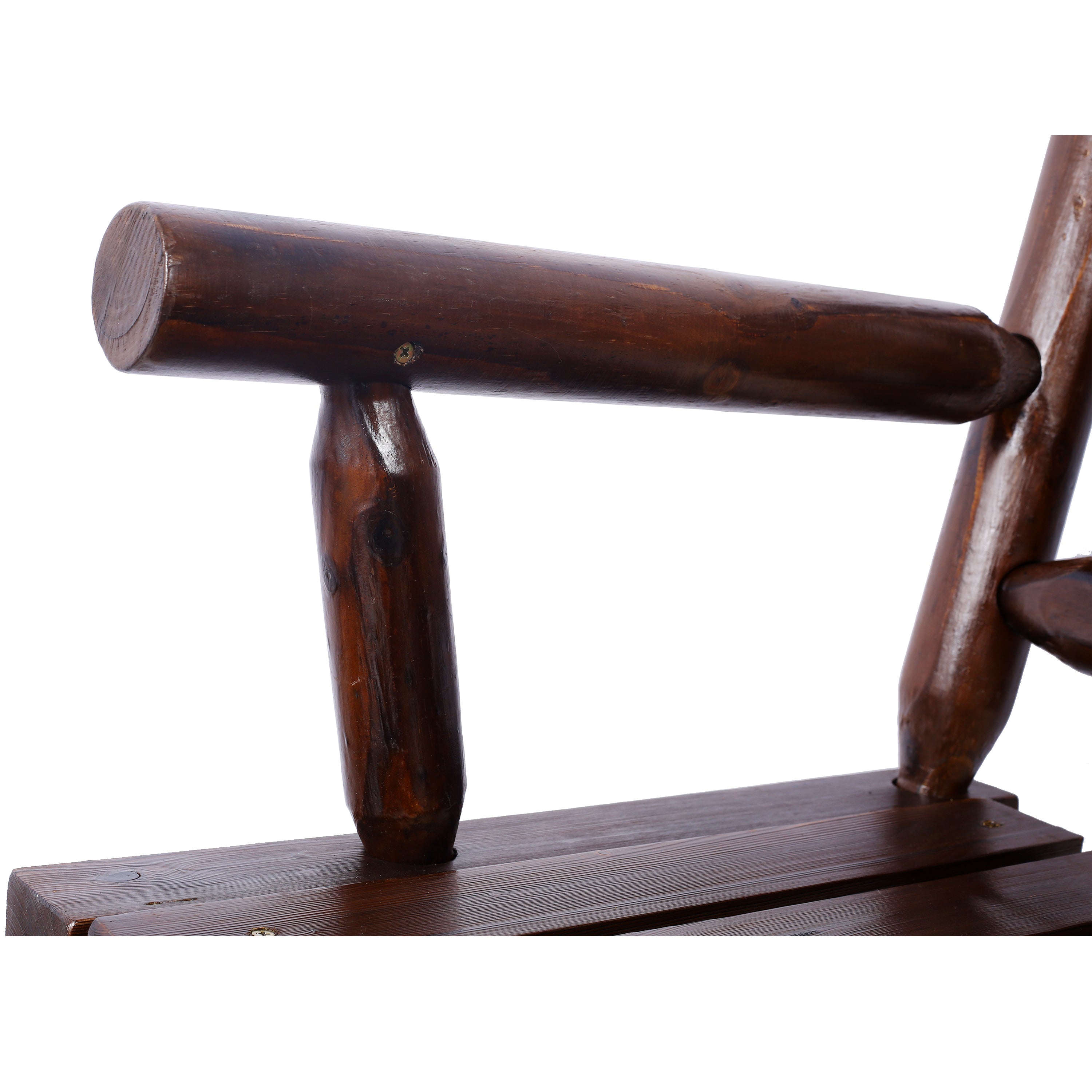 Outdoor Wood Rocking Bench Carbonized Double Rocking Chair for 2 Persons with Wide Curved Seat, Porch Rocker for Porch, Garden, Backyard, Rustic Brown - Grand Goldman Shop