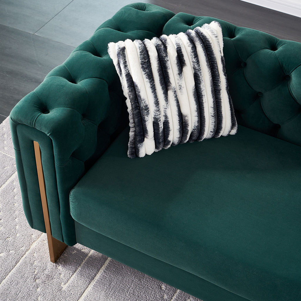 Chesterfield Modern Tufted Velvet Living Room Sofa, 84.25''W Couch,Green - Grand Goldman Shop