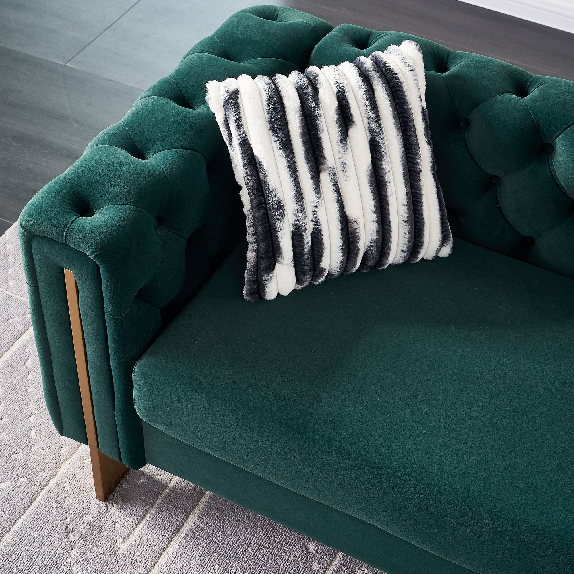 Chesterfield Modern Tufted Velvet Living Room Sofa, 84.25''W Couch,Green - Grand Goldman Shop