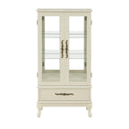 Curio Cabinet Lighted Glass Cabinet Glass Wine Cabinet Curio Display Cabinet with Adjustable Glass Shelves 2 Doors and 1 drawer Cabinet Sideboard With Bulb Included Antique White - Grand Goldman Shop
