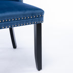Nikki Collection Modern, High-end Tufted Solid Wood Contemporary Velvet Upholstered Dining Chair with Wood Legs Nailhead Trim 2-Pcs Set,Blue, SW2001BL - Grand Goldman Shop