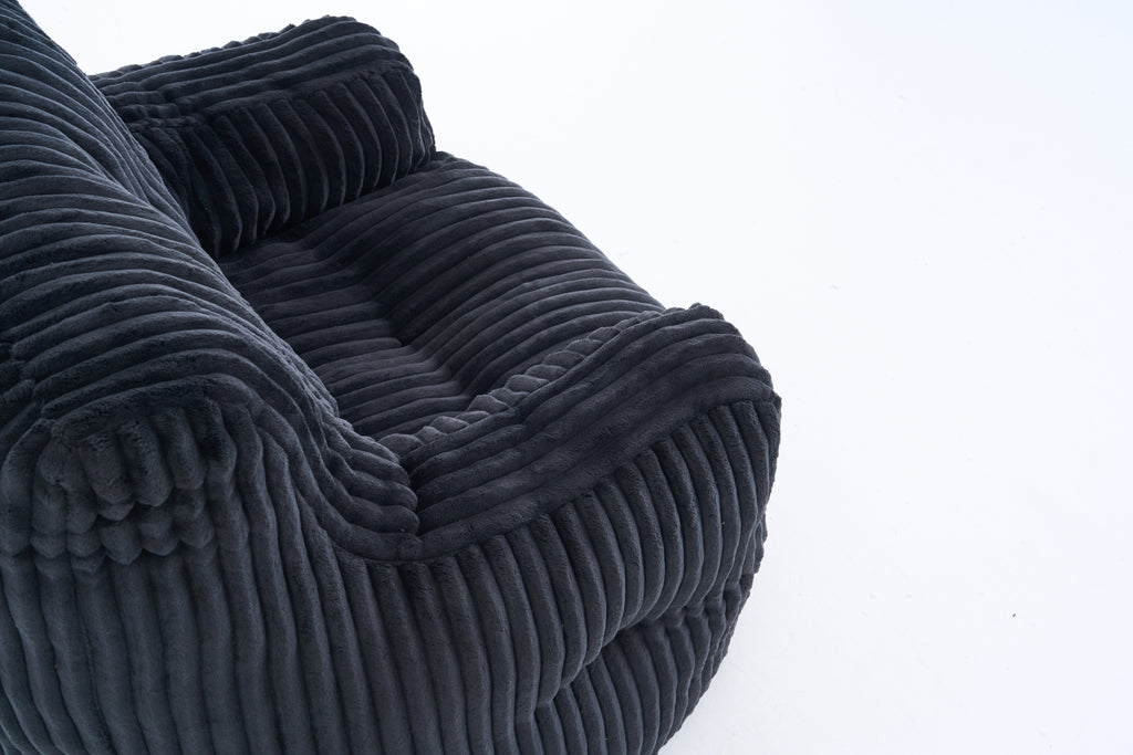 010-Soft Fluffy Corduroy Fabric Bean Bag Chair Filled With Memory Sponge,Black - Grand Goldman Shop