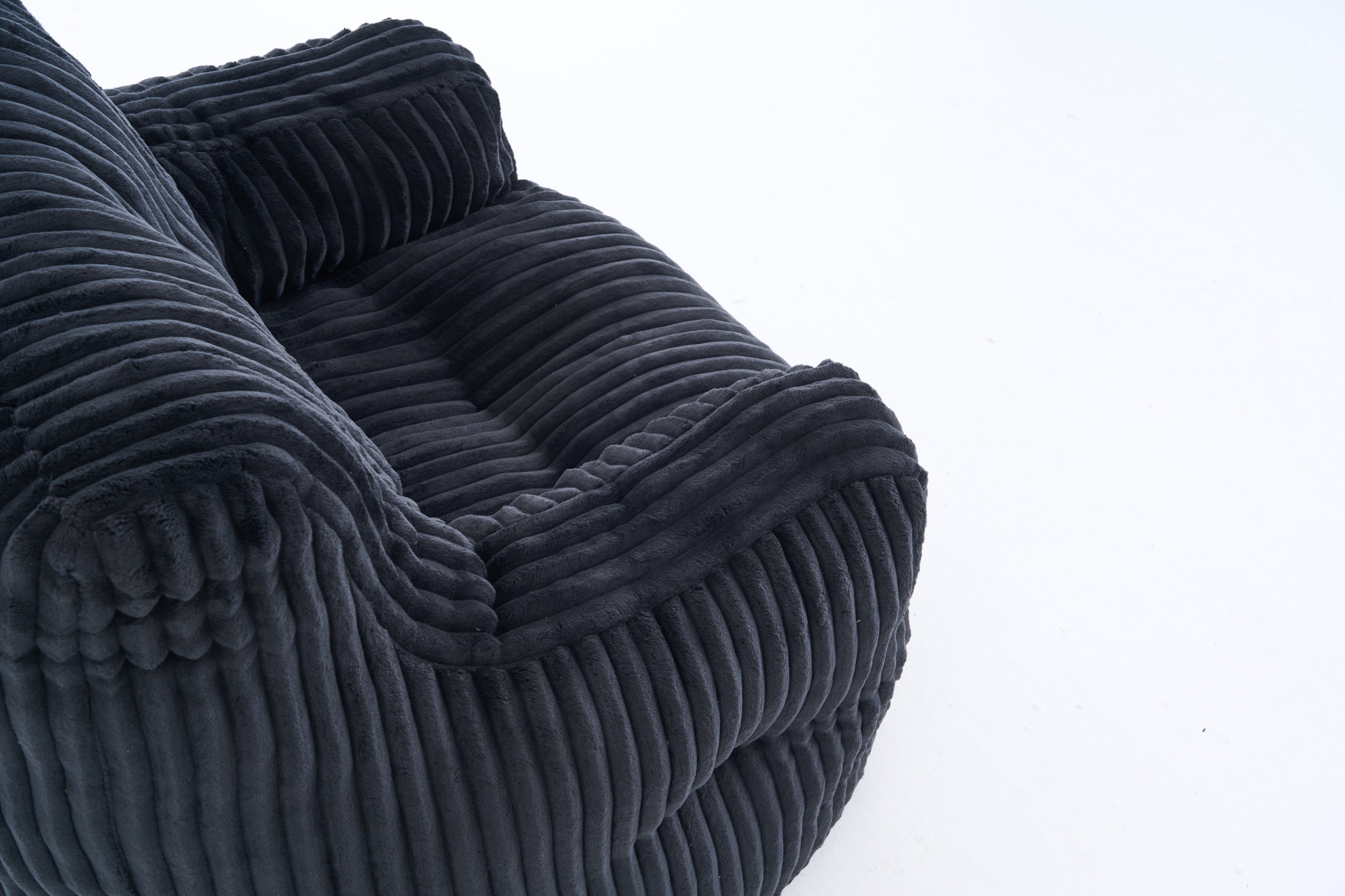 010-Soft Fluffy Corduroy Fabric Bean Bag Chair Filled With Memory Sponge,Black - Grand Goldman Shop