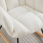 Glider Chair for Living Room Tufted Upholstered Teddy Fabric Rocking Chair with Metal Frame Accent Chair Ivory White - Grand Goldman Shop