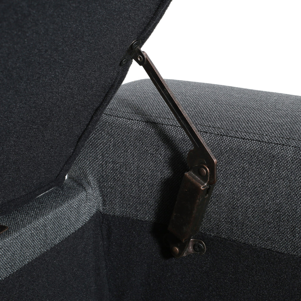 Contemporary Storage Ottoman with Tufted Top in Dark Grey Fabric - Grand Goldman Shop