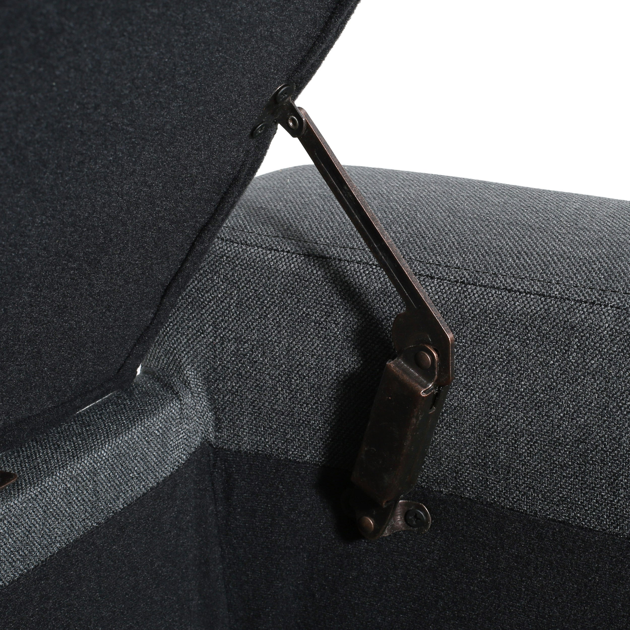 Contemporary Storage Ottoman with Tufted Top in Dark Grey Fabric - Grand Goldman Shop